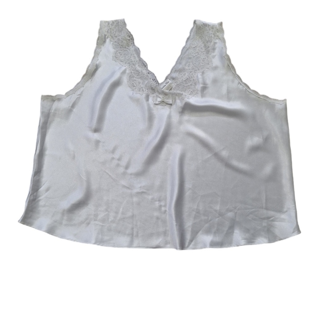 White Lace Trim Satin vintage Christian Dior
